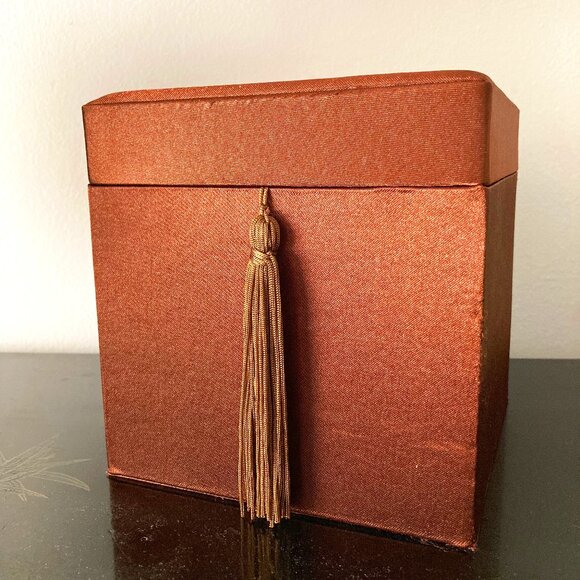 Chocolate Brown Satin Cover Box for Jewelry, Accessories, or Keepsakes - Picture 1 of 6